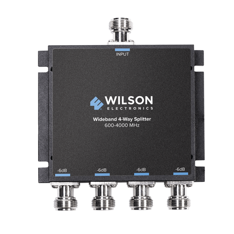 859-117 Divisor de potencia de 4 salidas, 50 Ohm, 600-4000MHz con conectores N-Hembra.