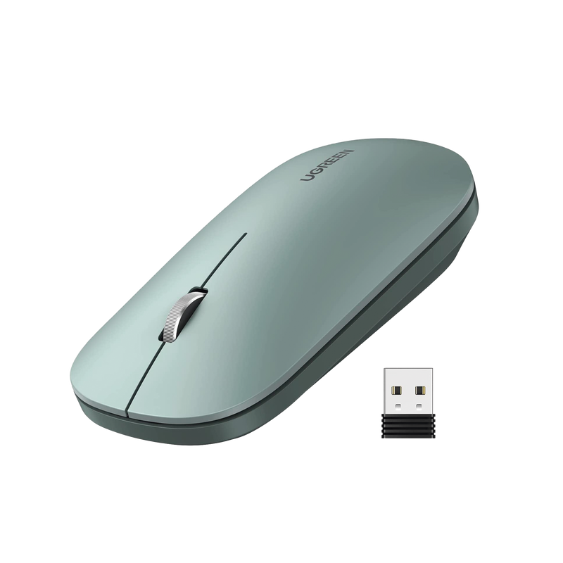 90374 Mouse inalámbrico 2.4 GHz | Ultra Delgado y Silencioso | DPI 1000/1600/2000/4000 (Ajustable)  | Alcance 10m | Scroll de Aluminio | Adaptable a diferentes superficies | Diseño suave al tacto | Contiene Receptor USB | Color Verde