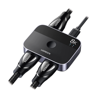 Conmutador HDMI 2.1 8K @60Hz | HDMI Splitter 2 Entradas a 1 Salida | Soporta 4K @120Hz 1080P @240Hz 3D | HDR Dolby | Alta Velocidad 48Gbps | Formatos de Audio LPCM/DTS/DSD, 2,0/2,1/5,1/7,1 canales. - Toer