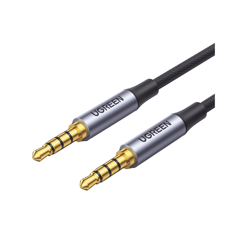 90788 Cable Auxiliar de 3.5mm / Cable Audio Estéreo / Núcleo de Alambre de Cobre Esmaltado / Carcasa de Aluminio Azul + Nylon Trenzado /  Soporta Micrófono / 5 Metros