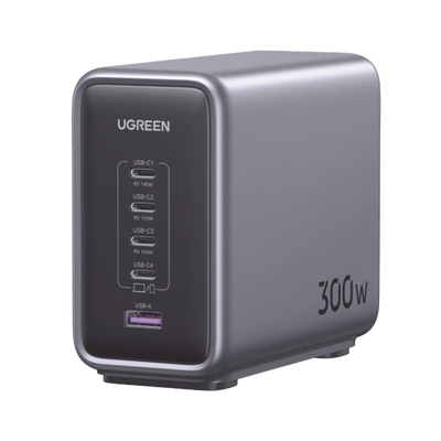 Cargador Rápido de Escritorio UGREEN Nexode 300W PD GaN de 5 Puertos.