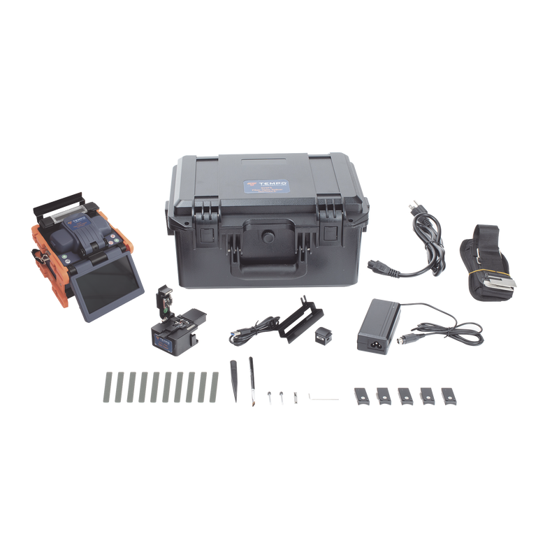 915FS-KIT1 Fusionadora de Fibra Óptica de Alineación Activa por Revestimiento con 4 Motores con Perdida Típica (SM); 0.02 dB (MM); 0.04 dB) con Pantalla Touch / Capacitación básica virtual gratuita