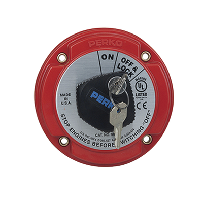 Interruptor Desconexión Batería Marina 9602, 250A Continuos, 360A Intermitentes, 6-32 VDC, Montaje Superficie, Terminales 5/16", Opciones Bloqueo Llave y Desconexión Campo Alternador