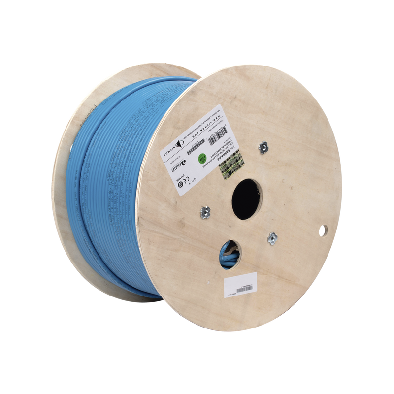 9A6R4-A5 Bobina de Cable Blindado F/UTP de 4 Pares, Z-MAX, Cat6A, Soporte de Aplicaciones 10GBase-T, CMR (Riser), Color Azul, 305m