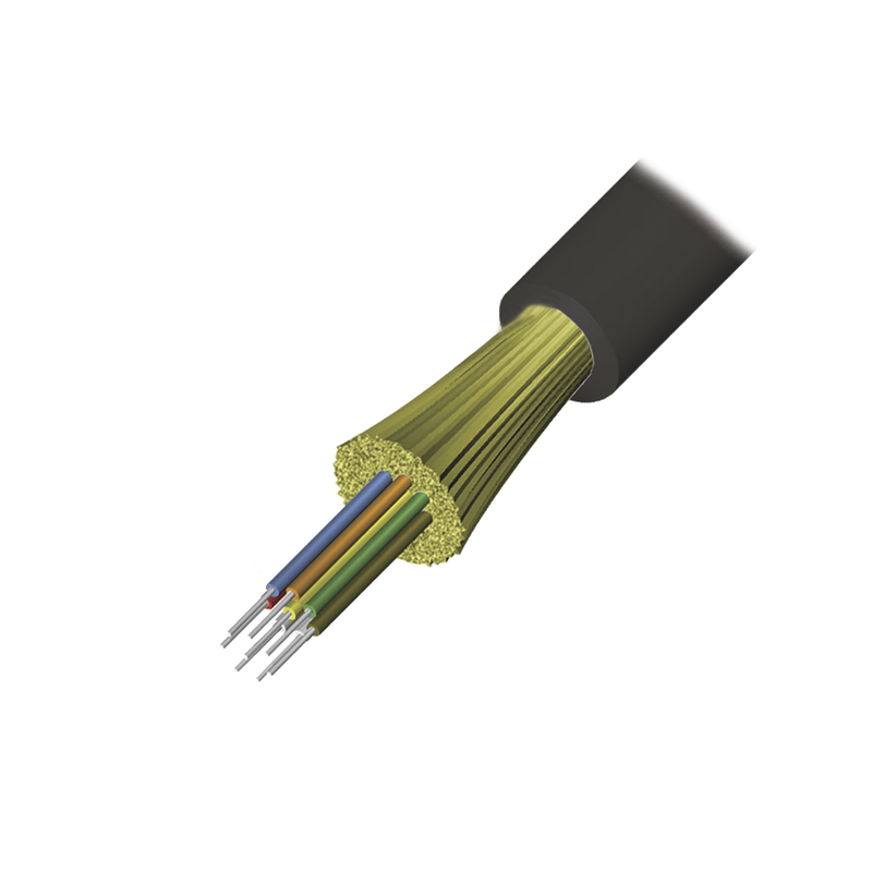 9GD5P012G-T501A Cable de Fibra Óptica de 12 hilos, Interior/Exterior, Tight Buffer, No Conductiva (Dielectrica), Plenum, Multimodo OM4 50/125 optimizada, 1 Metro