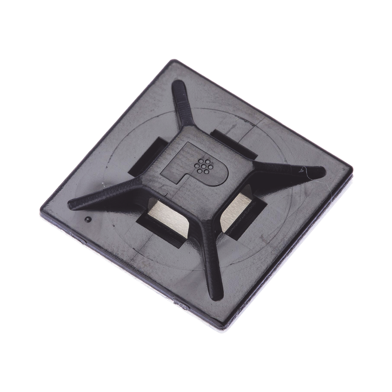 ABM2S-AT-C0 Montaje-Sujetador Para Cable de 4 vías, con Adhesivo Acrilico, 25.4 x 25.4mm (1in x 1in), Color Negro, Uso en Exterior, 1 pieza