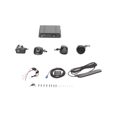 Kit DVR Móvil 1080P / Incluye 4 Cámaras TURBOHD 1080P / Modulo 4G y GPS / Soporta Memoria SD / Visualización por Hik-Connect Teams - Toer