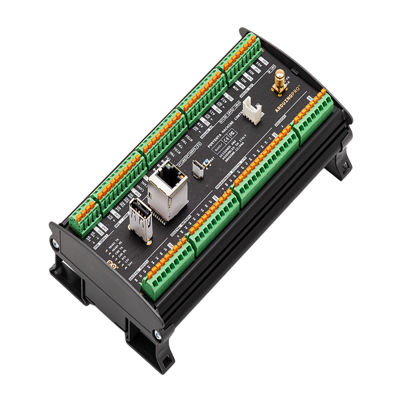 AKX-00032 PORTENTA MACHINE CONTROL ,Ideal para aplicaciones en la Industria 4.0 gracias a sus múltiples  puertos de comunicación  y una programación flexible en estándares de PLC o Arduino IDE