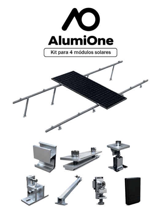 1V4 arreglo de 4 Paneles - Kit de montaje para 4 módulos solares con inclinación de 15º a 30º en vertical / dimensiones 2382 X 1134 mm / Para 4 paneles no incluidos