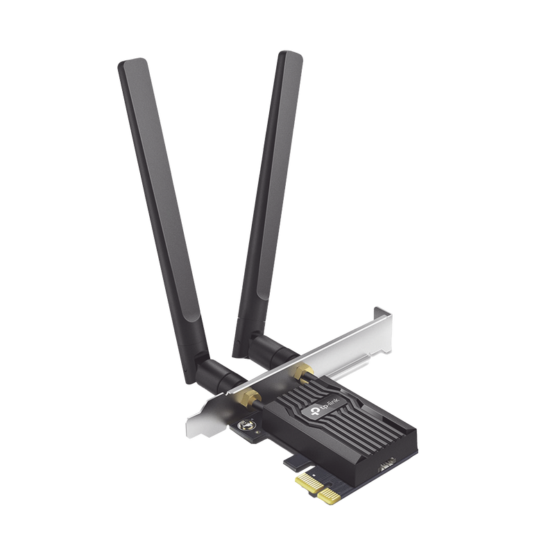 ARCHER-TX55E Adaptador PCIe inalámbrico doble banda AX3000 Mbps / Seguridad Inalámbrica WPA3 /Antena de alta ganancia / Tecnología MU-MUMO 2X2 / Soporte de perfil bajo y Altura completa / Bluetooth 5.2