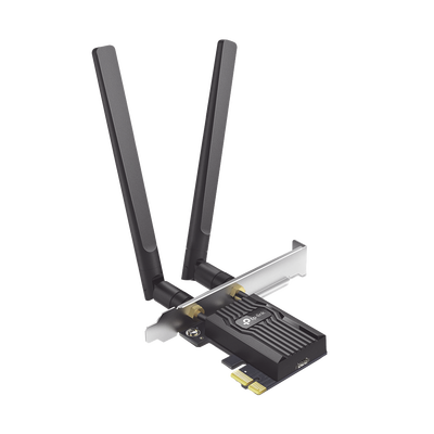 Adaptador PCIe inalámbrico doble banda AX3000 Mbps / Seguridad Inalámbrica WPA3 /Antena de alta ganancia / Tecnología MU-MUMO 2X2 / Soporte de perfil bajo y Altura completa / Bluetooth 5.2