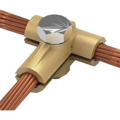 Conector tipo T de latón para diametro 50-70 mm2 cable (1/0-2/0 AWG) - Toer