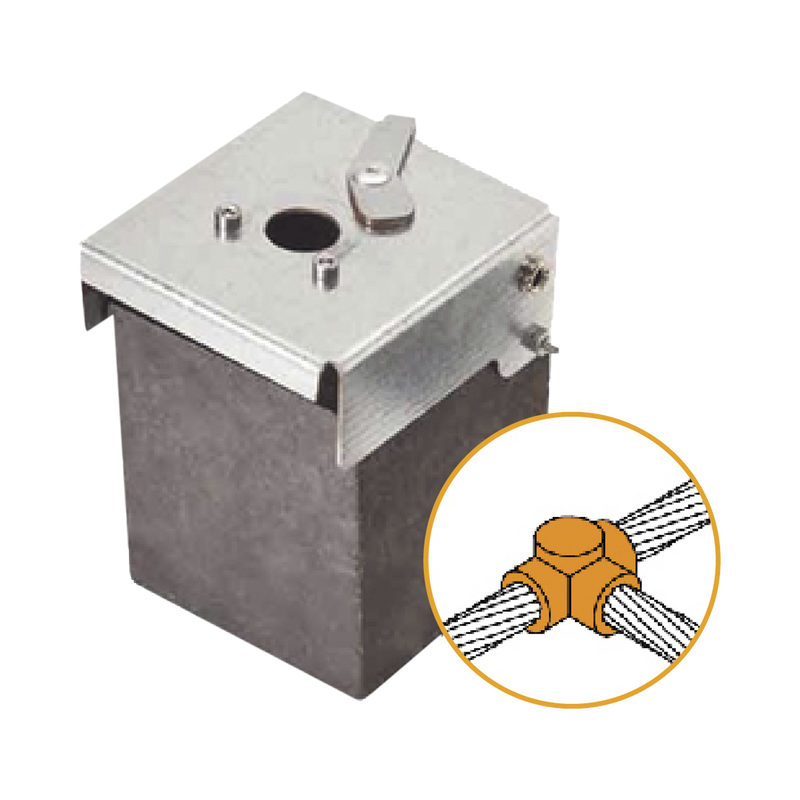 ATW40/W40/TH Molde de grafito horizontal unión en T horizontal de cable 4/0 AWG (pasante) con cable 4/0 AWG (terminal).