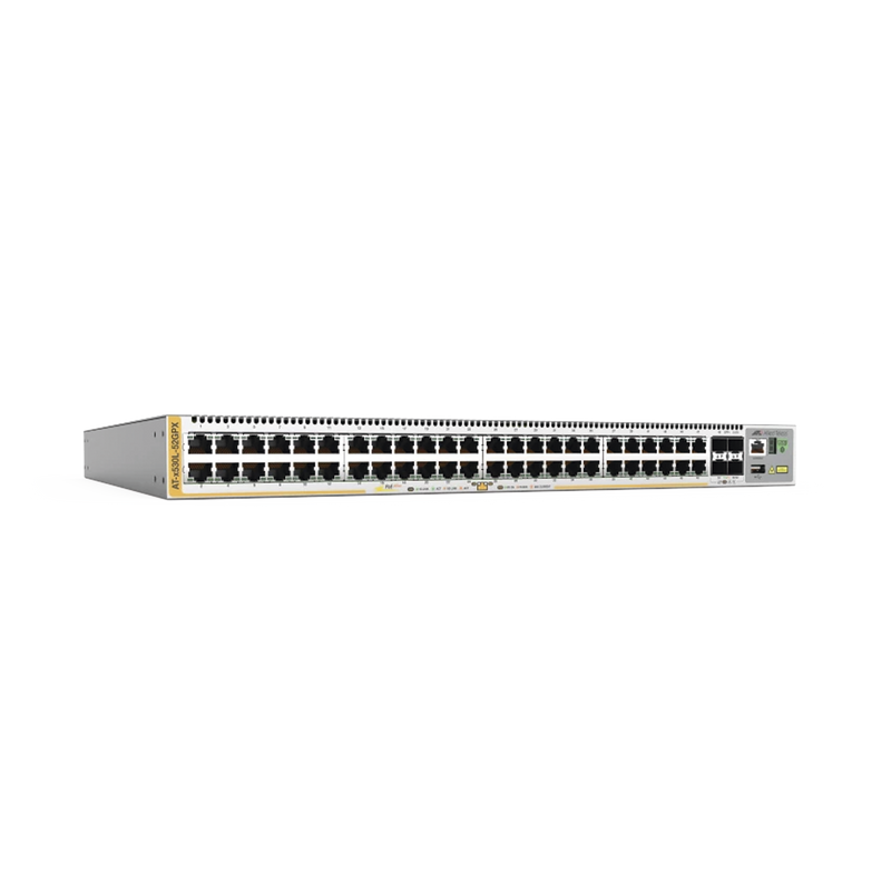 AT-X530L-52GPX-90 Switch L3 Stackable, 48x 10/100/1000-T PoE+, 4x SFP+, Fuente redundante integradas 740 Watts (TAA compliant version)