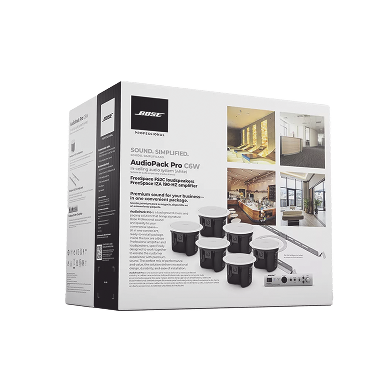 AUDIOPACKPROC6W Kit de Audio Freespace | 6 Altavoces de Plafón + Amplificador | Color Blanco | Ideal para Audio Ambiental