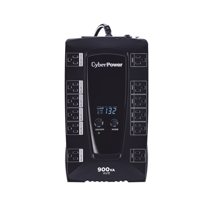 UPS de 900 VA/480 W, Topología Línea Interactiva, Entrada 120 Vca NEMA 5-15P, Tipo Gabinete Compacto, Con 12 Tomas NEMA 5-15R