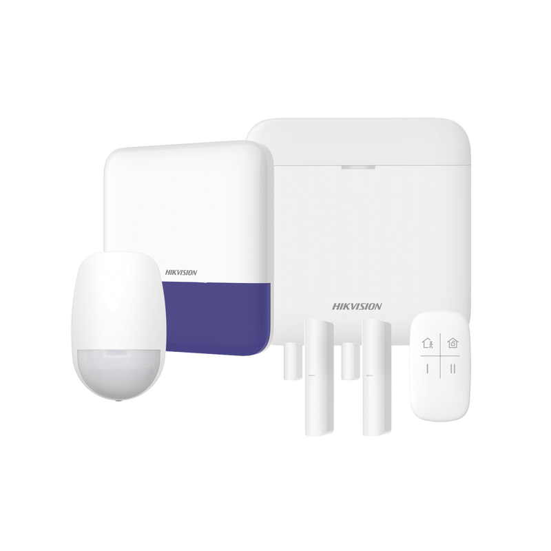 AXPRO-KIT (AX PRO) KIT de Alarma AX PRO / Incluye: 1 Hub con bateria de respaldo / 1 Sensores PIR / 2 Contactos Magnéticos / 1 Control Remoto / 1 Sirena Inalambrica Exterior / WiFi / Compatible con Hik-Connect P2P