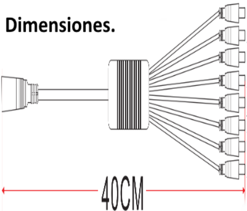 SAXXON PSUWB10 - Divisor de Energía para 8 Camaras/ 1 Conector Hembra + 8 Conectores Macho/ 2.1 mm/