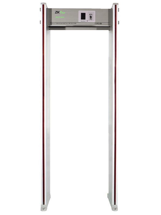 ZKTECO D1065 - Arco detector de metal con 6 zonas de detección, 100 niveles de sensibilidad, pantalla LCD de 3.5", contadores de personas y alarmas, indicadores LED en ambas vistas