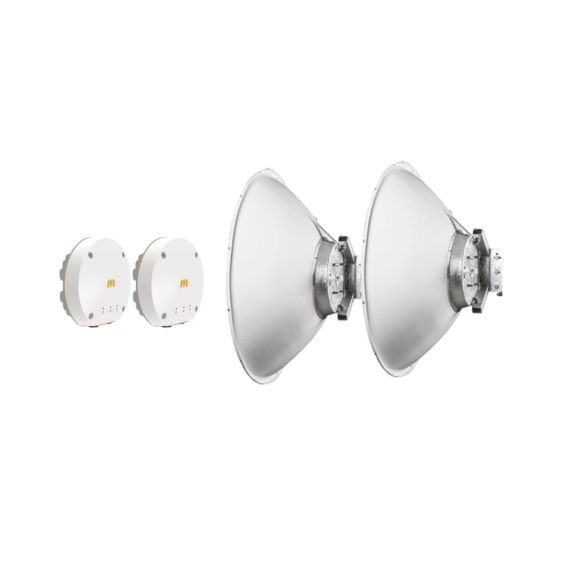 B11JRDM1200KIT Kit de 2 radios B11 con 2 antenas JRMD120010/11RA, En frecuencia de 11 GHz,  incluye inyector POE, cable de alimentación  distancia de hasta el momento 80 km, sin interferencia e inmune al ruido.