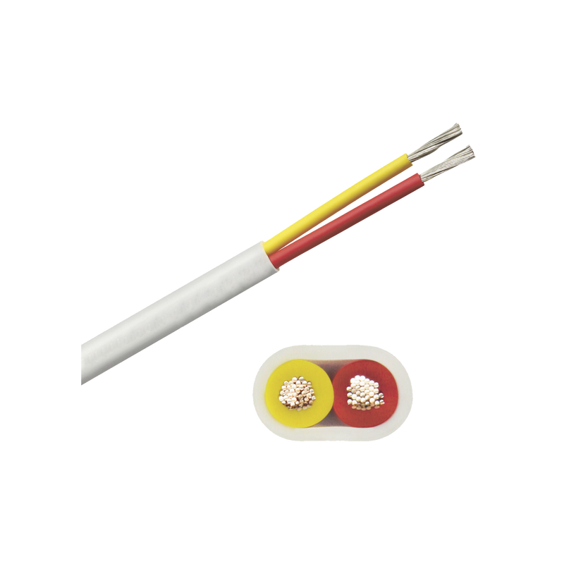 B7W14T-20-100 Rollo de cable plano grado marino calibre 14, de 2 conductores (rojo y amarillo) de 100 pies (30.48 m).