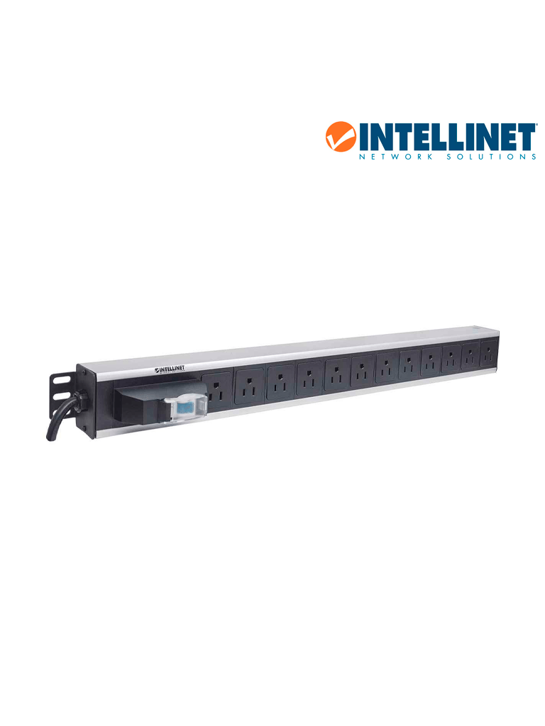 INTELLINET 713955- Barra PDU / 12 cont. / Gabinetes y Racks, / Vertical / Interruptor doble / Conta cortos circuitos