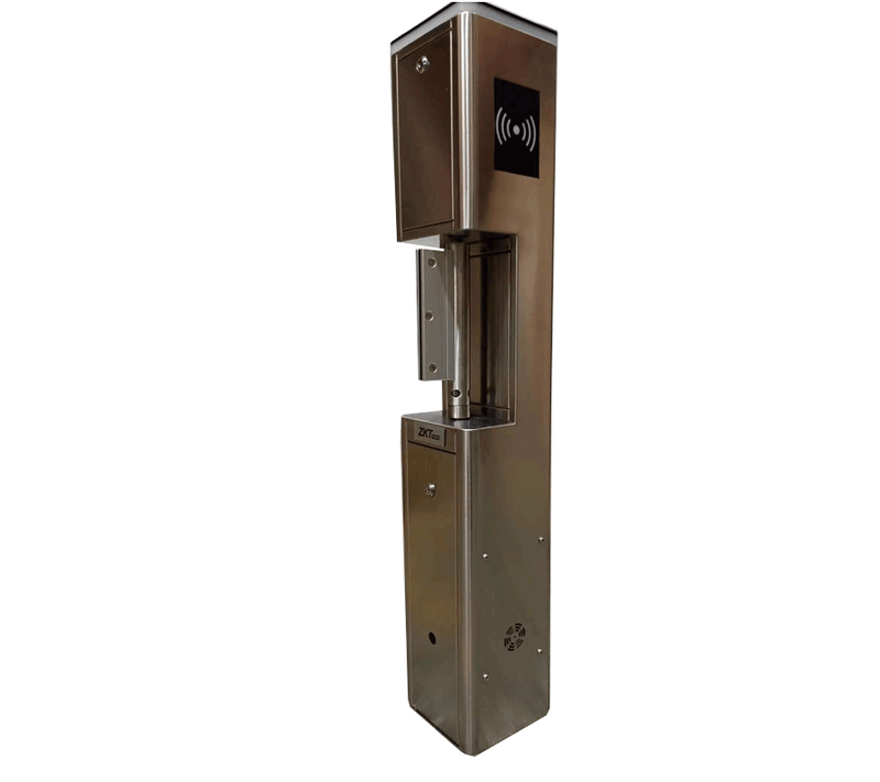 ZKTECO SBT2000S - Puerta de Cortesía Bidireccional de Alto Flujo/ Carril de 90 cm/ 110V/ Acero Inoxidable/ Aleta de Vidrio Templado/ Fácil Integración con Controles de Acceso Facial, Palma, QR, Proximidad y botones/ No cuenta con Lectores y Panel