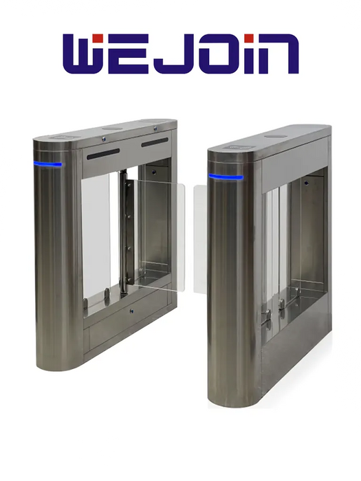 WEJOIN WJTBH101BLSP - Barreras Peatonal Tipo Swing Barrier con Aletas de Acrílico pase Bidireccional Compatible con Control de Acceso 3 Millones de Ciclos pase 25-35 Personas por minuto