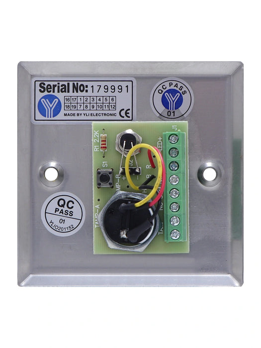 YLI YKS850LS - Botón Liberador de Llave, Indicador LED, Acero Inoxidable, Resistente a la Intemperie, Función NC/NO