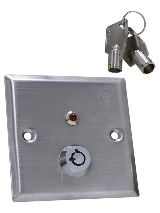 YLI YKS850LS - Botón Liberador de Llave, Indicador LED, Acero Inoxidable, Resistente a la Intemperie, Función NC/NO