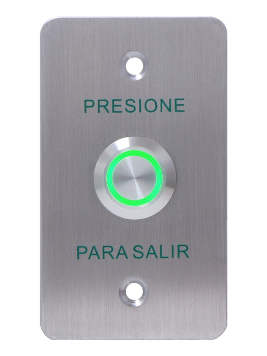 YLI YWP880BLED - Botón de Salida Mecánico, Indicador LED (Verde), Acero Inoxidable, 5-24 VCC, Función NO, Índice Protección IP68