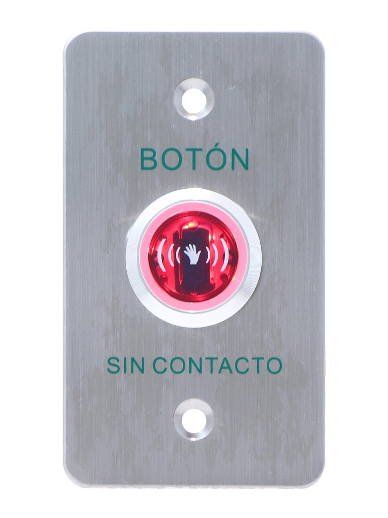 YLI ISK841BLED - Botón de Salida sin Contacto, Indicador LED, Acero Inoxidable, 12 VCC, Función NC/NO, Distancia de Detección y Retardo del Relevador Ajustables
