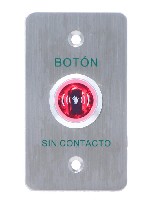 YLI ISK841BLED - Botón de Salida sin Contacto, Indicador LED, Acero Inoxidable, 12 VCC, Función NC/NO, Distancia de Detección y Retardo del Relevador Ajustables
