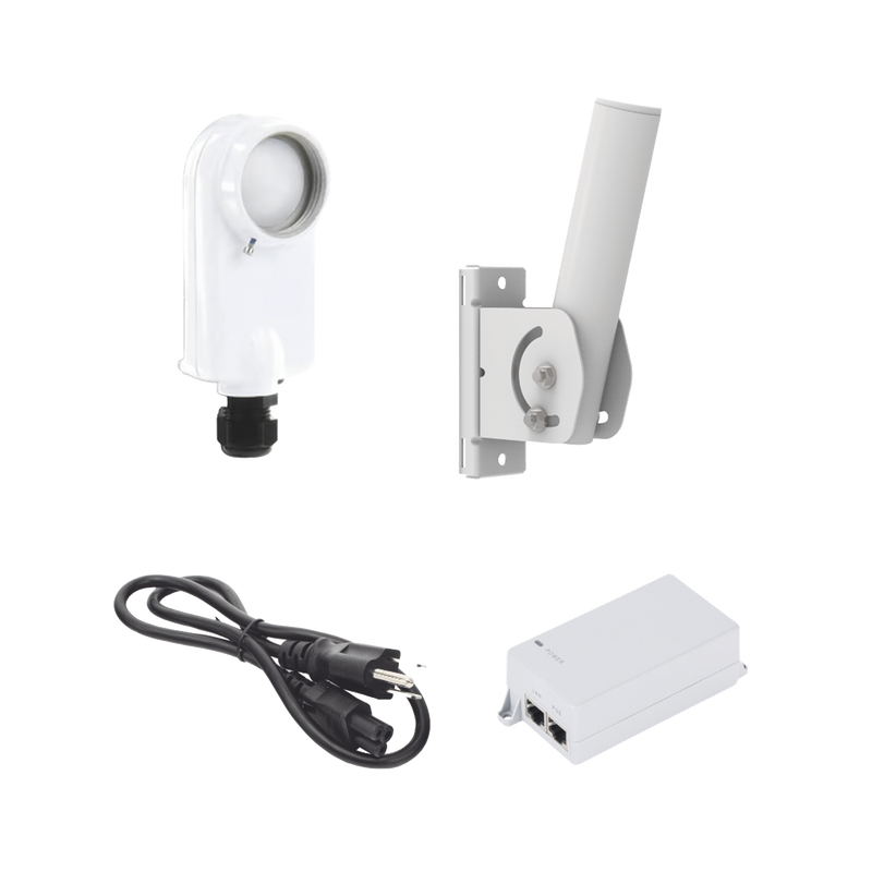 Kit de radio C5X, rango de frecuencia extendida (4.9 a 6.4 GHz),  incluye inyector POE, cable de alimentación y montaje universal para tubo o poste
