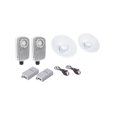 Kit de 2 radios C6X con 2 antenas de (20 dBi), rango de frecuencia extendida (5.1 a 6.4 GHz),  incluye inyector POE, cable de alimentación y 2 FLEXIMOUNT-XL para alineación, distancia de hasta 3 km