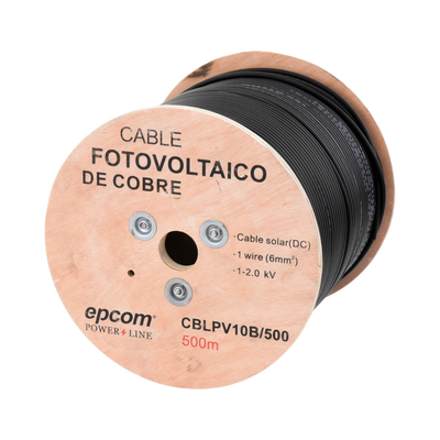 Carrete de 500 Metros / Cable Fotovoltaico Negro / 6mm² (10AWG) / Material COBRE /  2000 Vcc - Toer