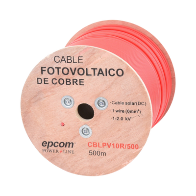 Carrete de 500 Metros / Cable Fotovoltaico Rojo  / Material COBRE / 6mm² (10AWG) / 2000 Vcc - Toer
