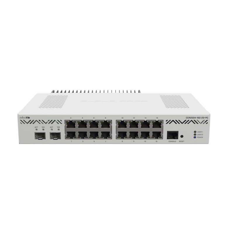 CCR2004-16G-2S+PC Cloud Core Router 2004-16G-2S+PC, con enfriamiento pasivo