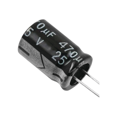 Capacitor Electrolítico de Aluminio, Radial de 470 µFd, 25 Vcc, 105 °C, 8  x 15 mm. - Toer