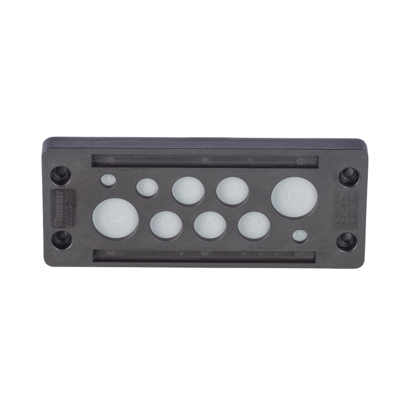 CESU2-E10 Pasacable de 10 Orificios de Marco Rectangular, IP65, 4.41 X 1.42, para Cables no Terminados, Color Negro.