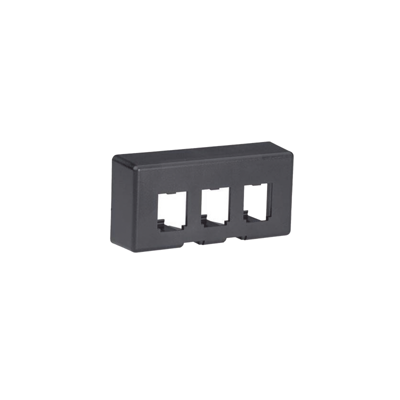 Placa de Mobiliario Modular Estándar, Salidas Para 3 Puertos Mini-Com, Color Negro