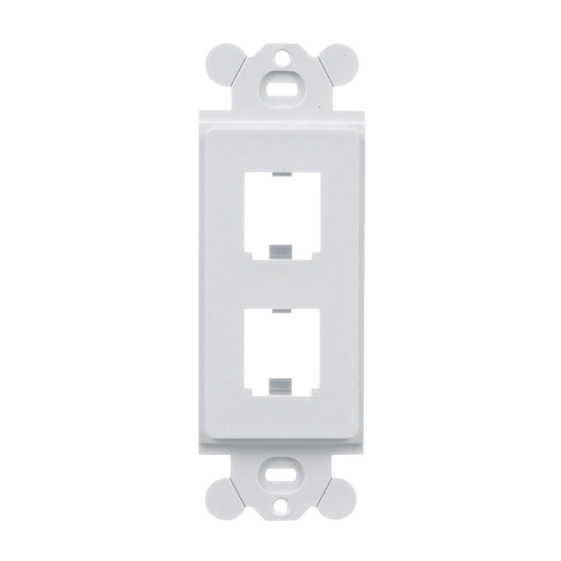 Marco de Módulo Dúplex, Para Placas Frontales Estándar GFCI, Acepta 2 Módulos Mini-Com, Color Blanco