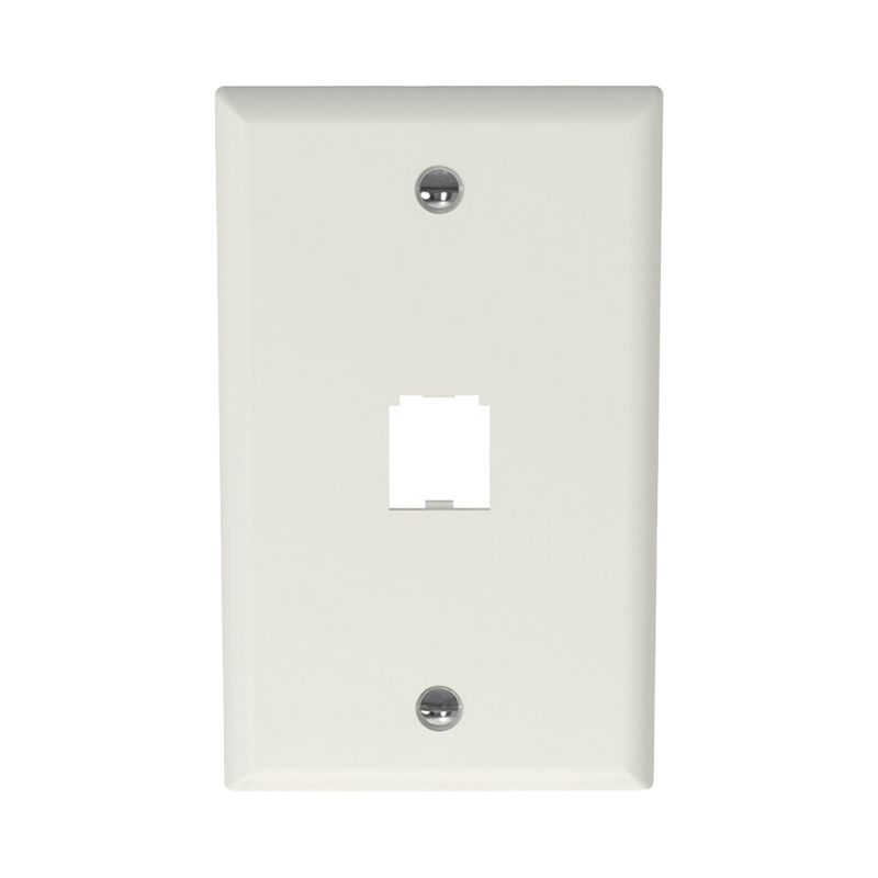 Placa de Pared Vertical Clásica, Salida Para 1 Puerto Mini-Com, Color Blanco Mate