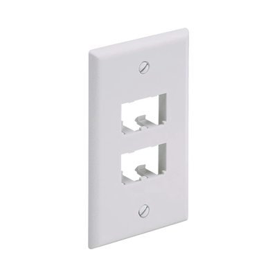 Placa de Pared Vertical Clásica, Salida Para 4 Puertos Mini-Com, Color Blanco - Toer