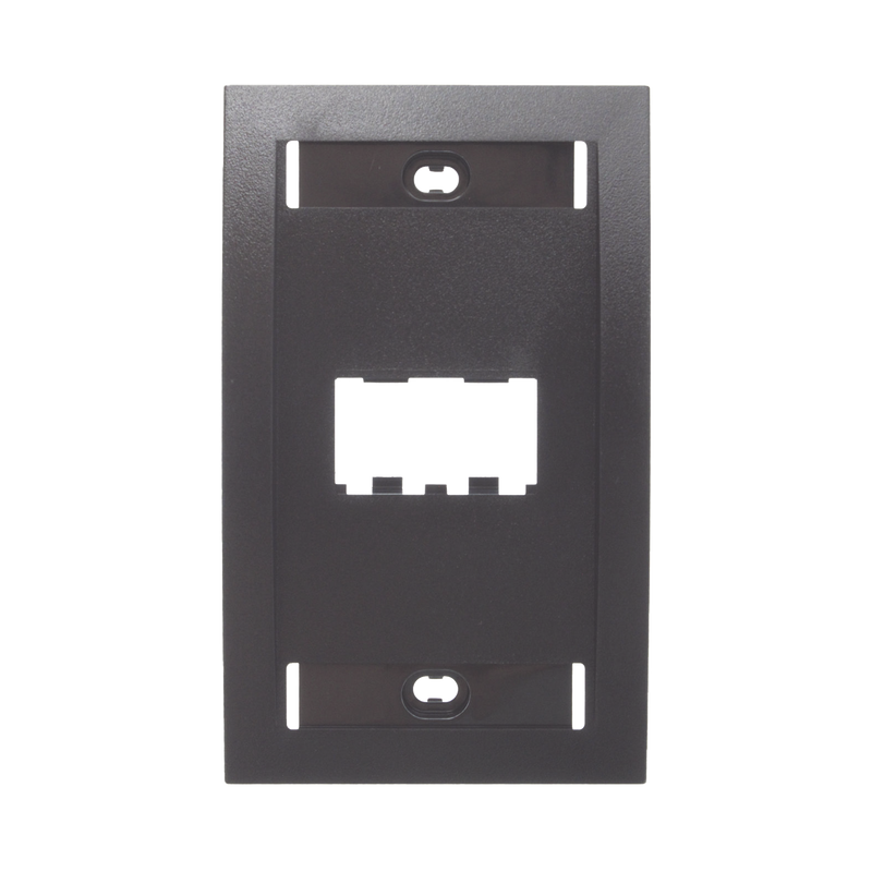 Placa de Pared Vertical Ejecutiva, Salida de 2 Puertos Mini-Com, Con Espacios Para Etiquetas, Color Negro