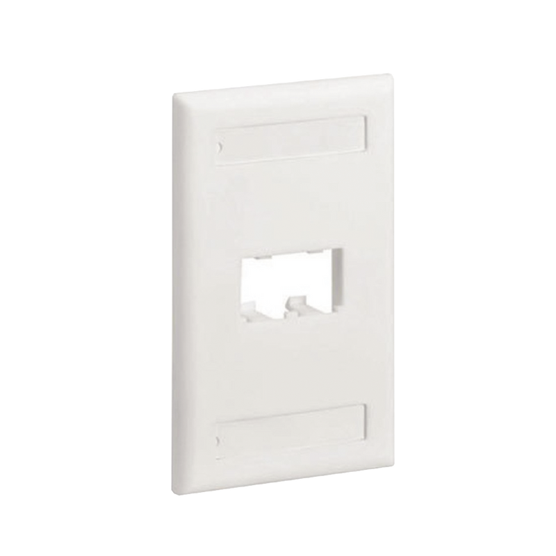 Placa de Pared Vertical Clásica, Salida Para 2 Puertos Mini-Com, Con Espacios Para Etiquetas, Color Blanco Mate
