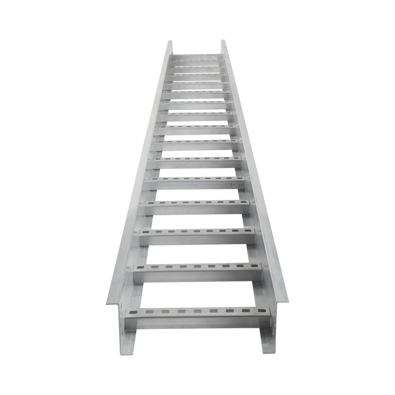 Escalera de Aluminio Portacables / Perfil Z / Peralte 3 1/4 /Paso 9 / Ancho 6 / 3.66 metros / Capacidad Máx. 137 Cables / Incluye Cople Union y Tornillería