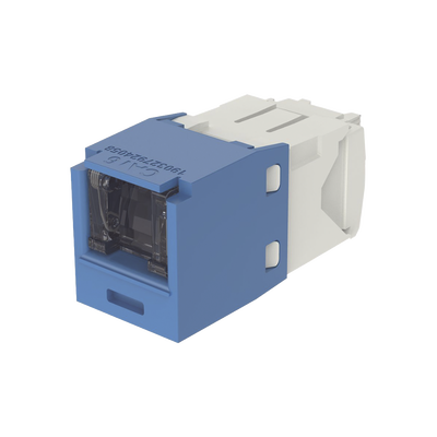 Conector Jack RJ45 Estilo TG con Ventana, Mini-Com, Categoría 6, de 8 posiciones y 8 cables, Color Azul - Toer