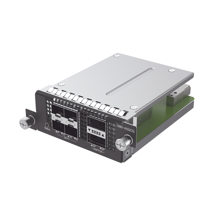 RG-CS85 series switch  expansion cardsï¼?4 x 10G BASE-X SFP+Ports, 2 x 100G BASE-X QSFP28 ports