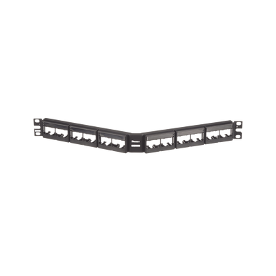 Panel de Parcheo Modular Mini-Com (Sin Conectores), Angulado, Sin Blindaje, Con Etiqueta y Cubierta, de 24 puertos, 1UR - Toer